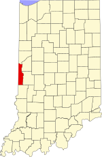 Map of Indiana highlighting Vermillion County
