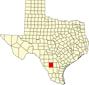 Map of Texas highlighting La Salle County