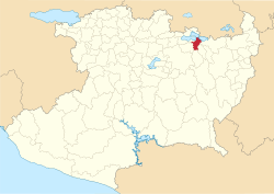 Location of Álvaro Obregón in Michoacán