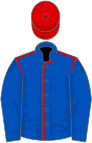 Royal blue, red seams on body, red cap