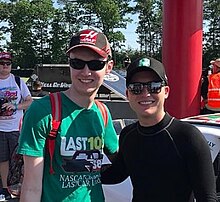 Me (left) with Will Rodgers in the pits before the 2018 JustDrive.com 125 at New Jersey Motorsports Park. I created Will's article shortly after the race.