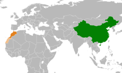 Map indicating locations of China and Morocco