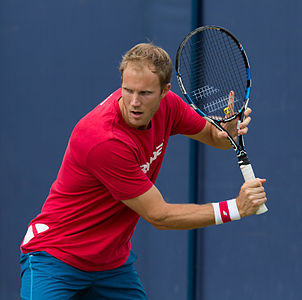 Dominic Inglot during practice at the Queens Club Aegon Championships in London, England.