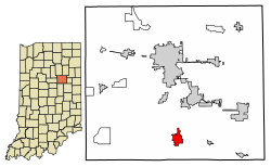 Location of Fairmount in Grant County, Indiana.