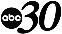 The ABC network logo next to an italicized black serif numeral 30