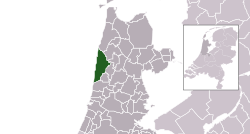 Highlighted position of Bergen (NH) in a municipal map of North Holland