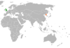 Location map for North Korea and the United Kingdom.