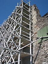 Wooden pole scaffold, 2011