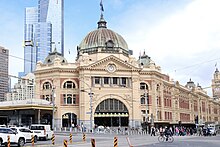 Flinders Street railway station in March 2021