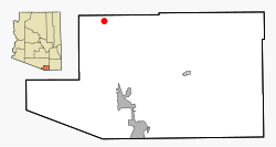 Location in Santa Cruz County, Pima County and the state of Arizona