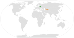 Map indicating locations of Belarus and Uzbekistan