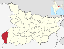 Location of Kaimur district in Bihar
