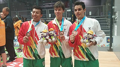 Bolivia's Racquetball Men's team at the 2015 Pan American Games (Moscoso, Carlos Keller, Roland Keller)
