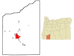 Location of Medford in Jackson County and Oregon