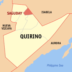 Map of Quirino with Saguday highlighted