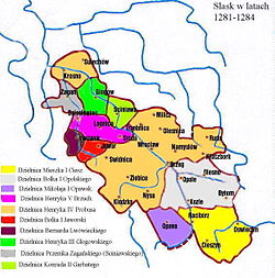 Silesia in 1284: Lwowek Duchy in burgundy
