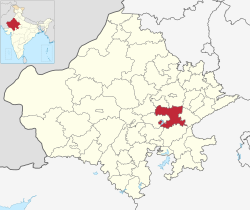 Location of Tonk district in Rajasthan