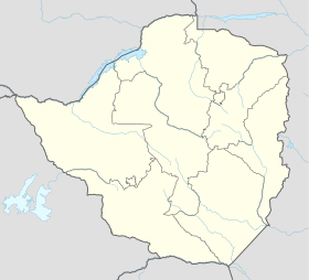 Map of Zimbabwe showing relevant locations. The Entumbane battlefield is in the west, near Bulawayo.
