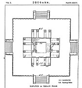 1880 sketch of the 9-square floorplan of the same temple (not to scale or complete). For better drawings:[118]