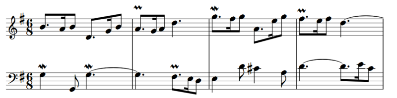First 4 bars of the seventh variation.