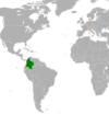 Location map for Colombia and the Netherlands.