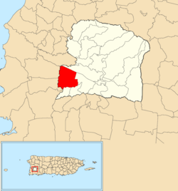 Location of Sabana Eneas within the municipality of San Germán shown in red
