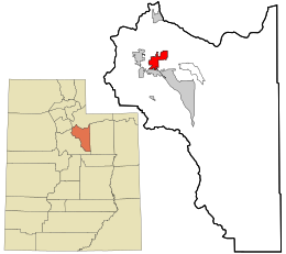 Location of Heber City in Utah (left) and in Wasatch County (right)