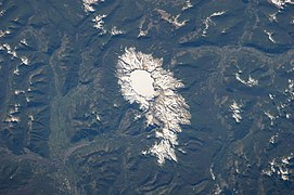 Sollipulli caldera viewed from space, east is up