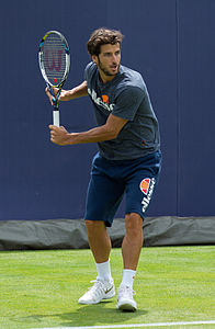 Feliciano López during practice at the Queens Club Aegon Championships in London, England.
