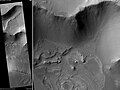 Layers west of Juventae Chasma. Scale bar is 500 meters long. Location is Coprates quadrangle.