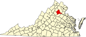 Map of Virginia highlighting Culpeper County