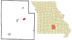 Location of Raymondville, Missouri