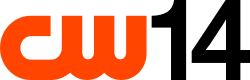 In a red orange, the logo for The CW sits next to a black "14" of the same size.