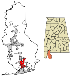 Location of Foley in Baldwin County, Alabama.
