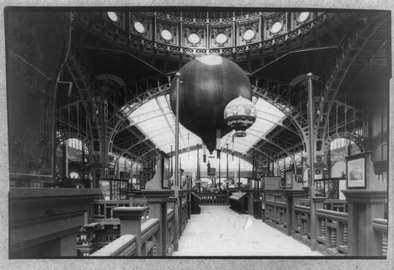 Interior of the Palace of Liberal Arts, with balloons