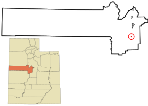 Location in Juab County and the state of Utah
