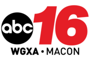The ABC network logo next to a red italicized 16 in a sans serif, with "WGXA • Macon" beneath in black.