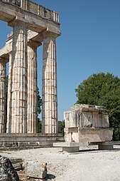 Ancient Greek Doric columns of the Temple of Zeus, Nemea, Greece, c.330 BC