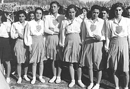 High school students in a Ceremony in Amjadieh Stadium, Tehran, 1948
