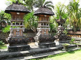 Balinese small familial house shrines to honor the households' ancestors in Bali, Indonesia