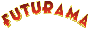 Red capital letters with a yellow border that spell out "Futurama"
