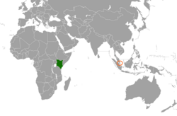 Map indicating locations of Kenya and Singapore
