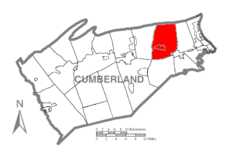 Map of Cumberland County, Pennsylvania highlighting Silver Spring Township
