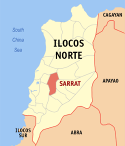 Map of Ilocos Norte with Sarrat highlighted