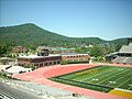 Howard's Knob and the Appalachian State University campus as seen from the West End Seats and the old Owens Field House.