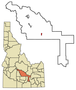 Location of Carey in Blaine County, Idaho.