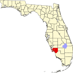 A state map highlighting Lee County in the southern part of the state. It is medium in size.