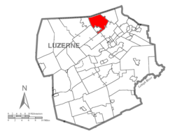 Map of Luzerne County highlighting Dallas Township