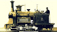 Historical photo of the RESICZA, the first steam locomotive built in what is now Romania