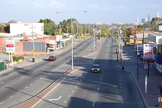 Wanneroo Road, with Perth's CBD in the background